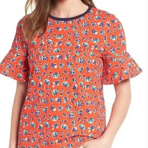 Draper James Georgia Red Ditsy Floral Top